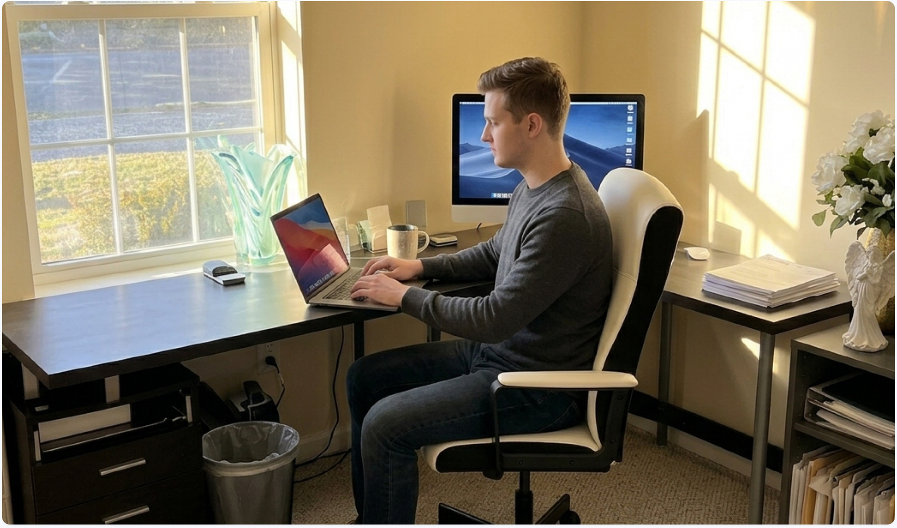 Small private office with natural light